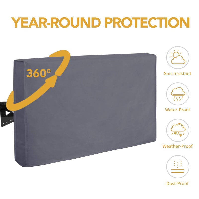 Easy-Going Outdoor TV Cover for 44 to 46 inches LCD, LED, Waterproof, Weatherproof and Dust-Proof TV Screen Protectors with Cleaning Cloth (46 inch,Dark Gray) - Image 3